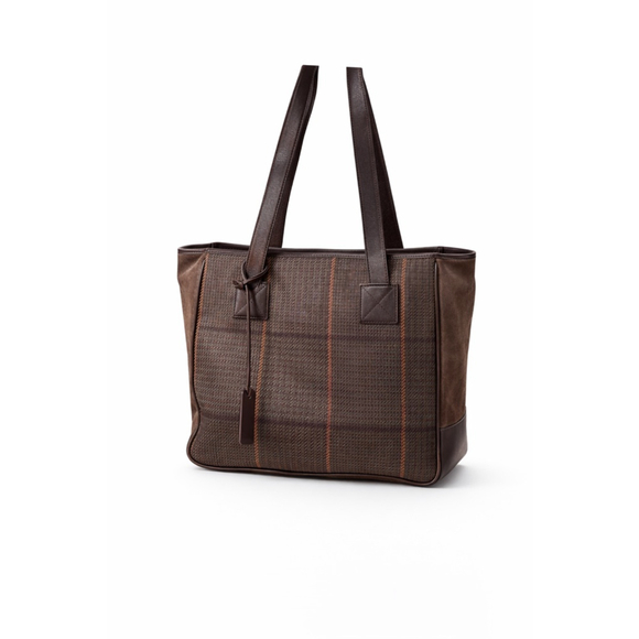 LAUREN Ralph Lauren Handbags - Vintage 90s Lauren Ralph Lauren Brown/Green Glen Plaid Tote Suede Trim